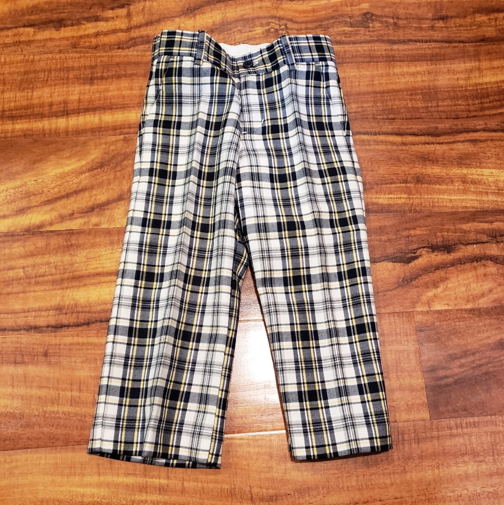 Janie and Jack EUC boys 3 blue and yellow plaidwool blend  dress pants